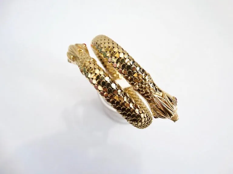 18 Karat Gold Double Headed Serpent Wrap-Around Bracelet