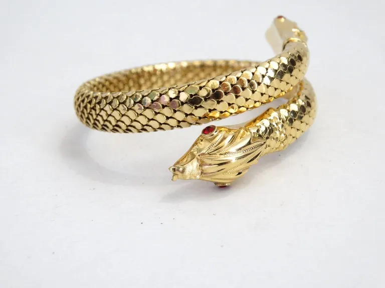 18 Karat Gold Double Headed Serpent Wrap-Around Bracelet