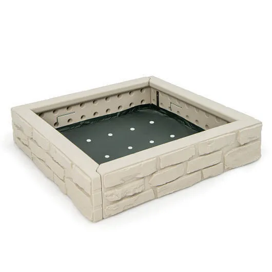 2-In-1 HDPE Kids Sandbox with Cover and Bottom Liner-White - Color: White