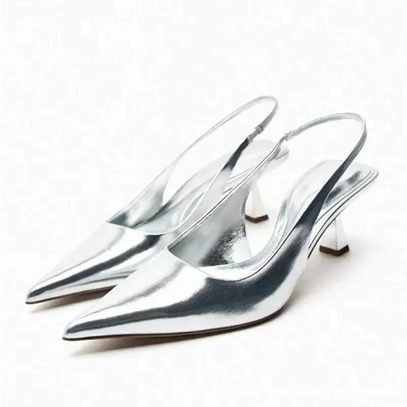 2025 Women's Embroidered Mesh Pumps – Bead String Slingback Shoes with Stiletto Heel | Sexy Pointed-Toe Fashion Sandals in Black