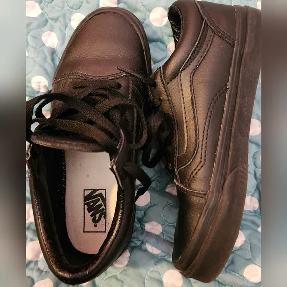 All Black Leather Vans