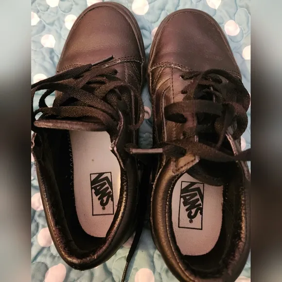 All Black Leather Vans