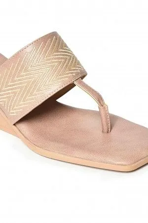 Aurelia PINK Embroidered Square Toe Wedge