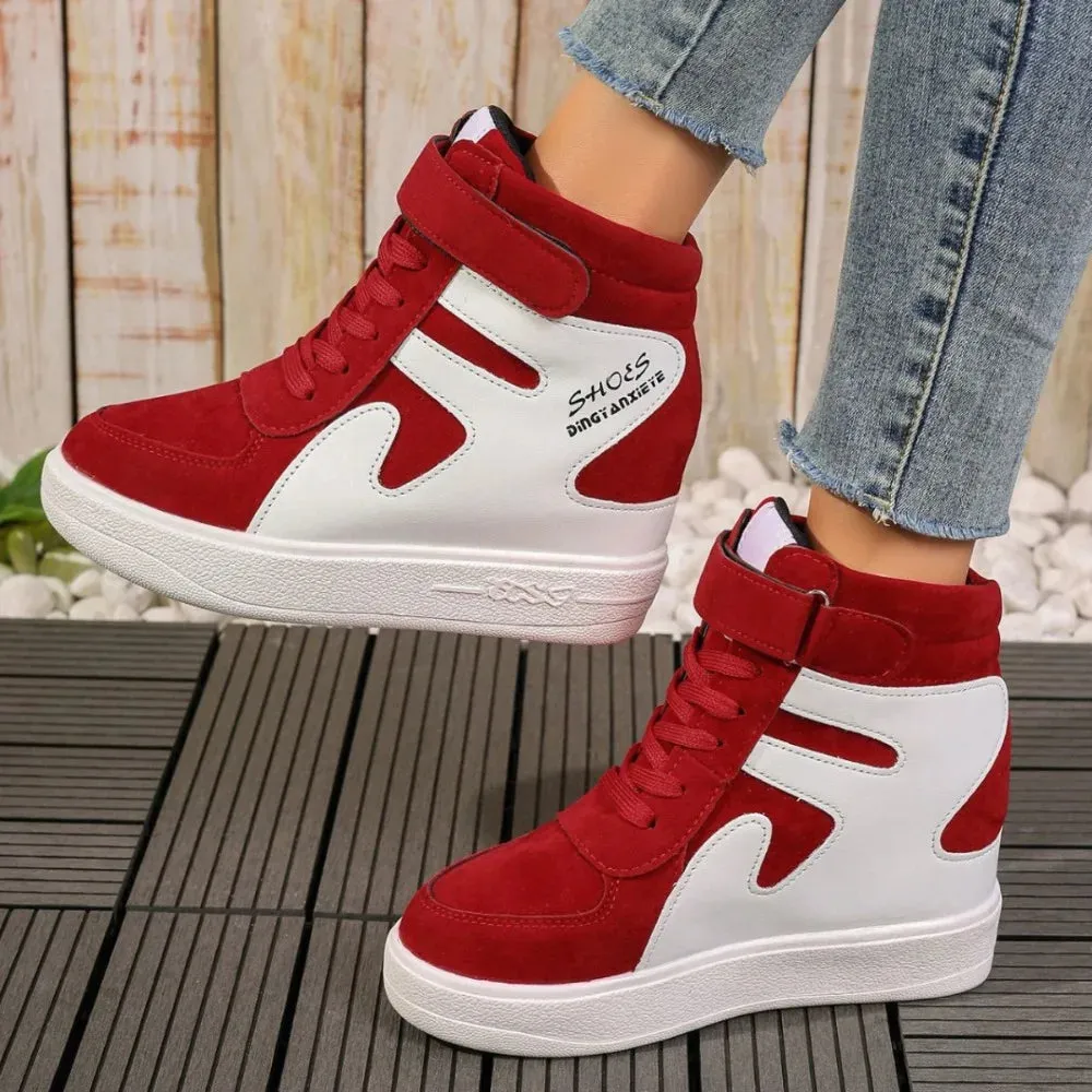 autumn winter sneakers  High top Platform Sneakers women Casual Wedges shoes Womens Shoes Black Platform Vulcanize Women fashion