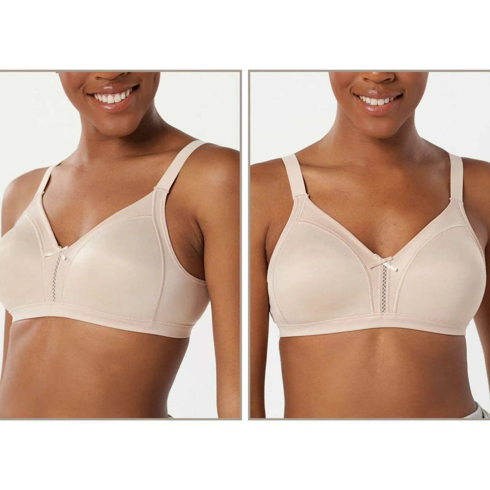 Bali 2 PACK Double Support Soft Touch Wirefree Bras Taupe Taupe 42C