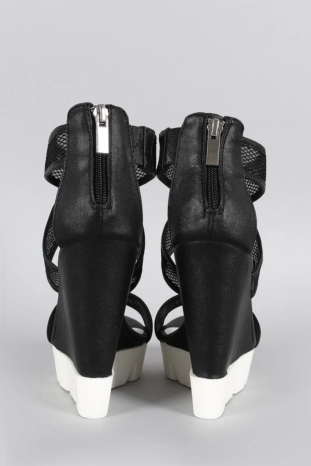 Bamboo Mesh Lug Sole Platform Wedge