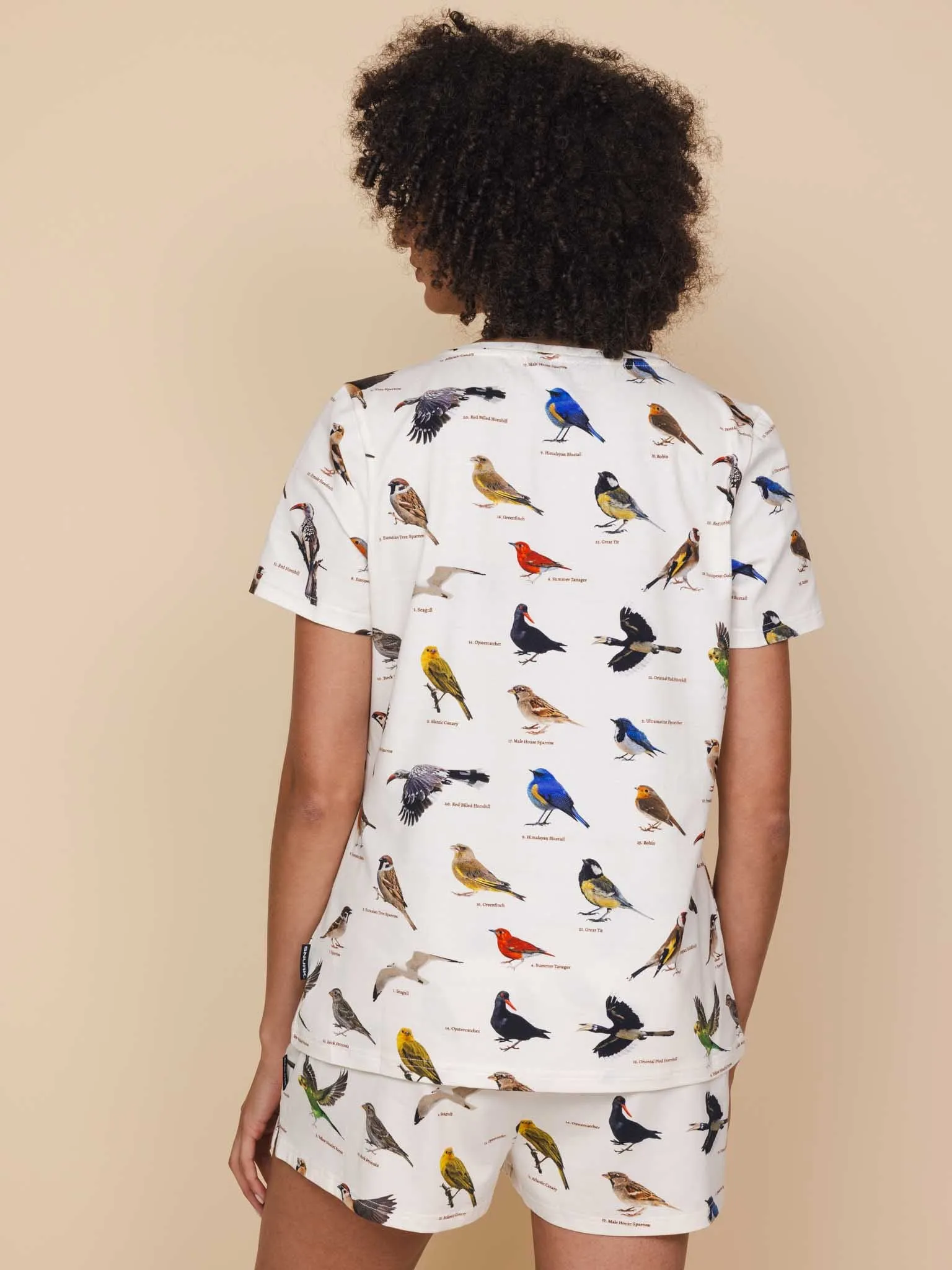 Bird Watching V-neck T-shirt en Shorts set Dames