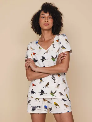 Bird Watching V-neck T-shirt en Shorts set Dames