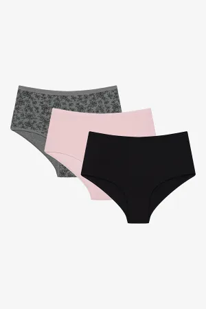 Black Chic 3-Pack Multicolored Highwaist Slip Panties