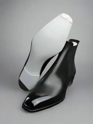 Black Italian Leather Slip On Whole cut Chelsea Boot - Chelsea Boots