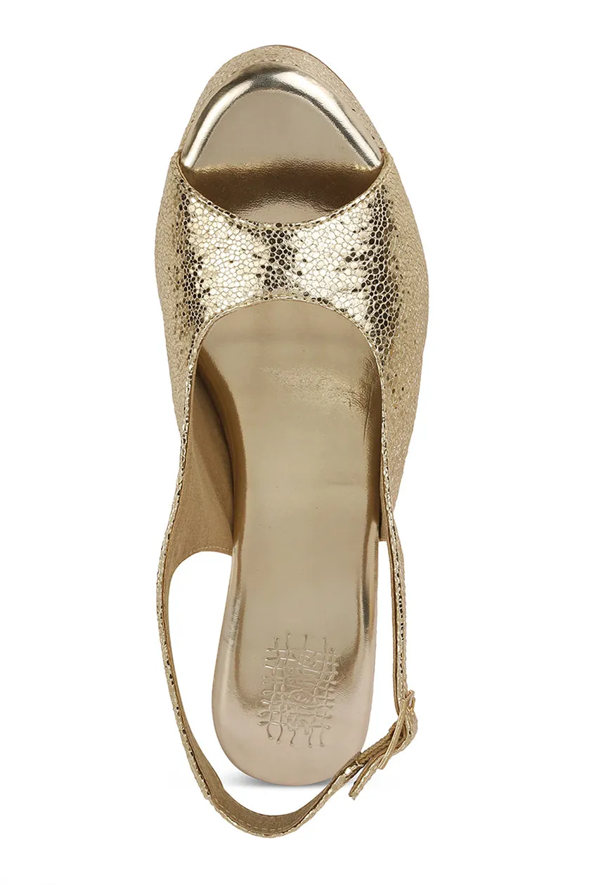 Blingy Peeptoe Backstrap Wedges Gunmetal