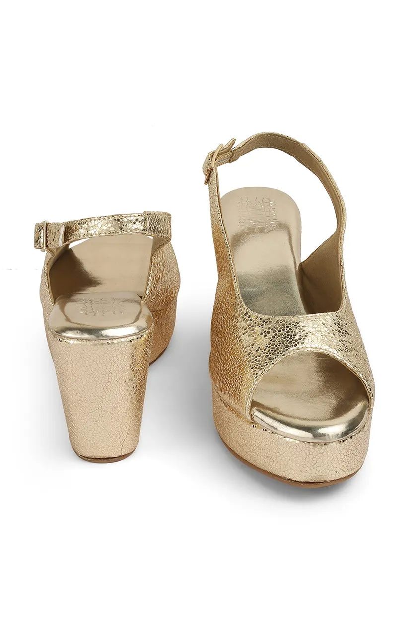Blingy Peeptoe Backstrap Wedges Gunmetal