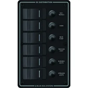 Blue Sea 8373 Water Resistant 6 Position - Black - Vertical Mount Panel [8373]