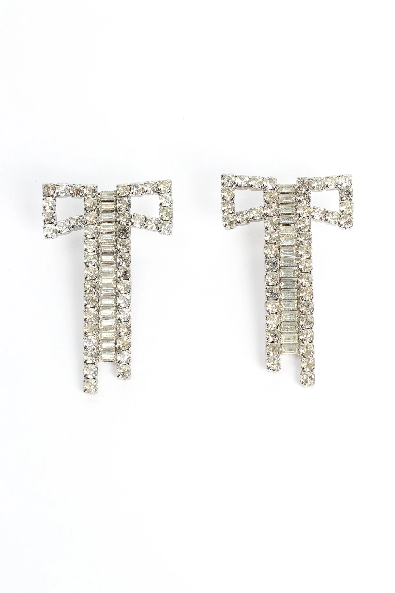 Bow Ladder Rhinestone Earrings