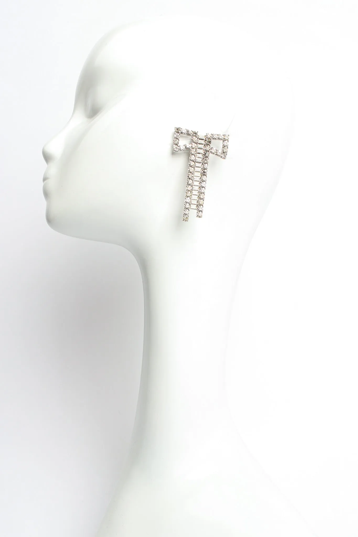 Bow Ladder Rhinestone Earrings