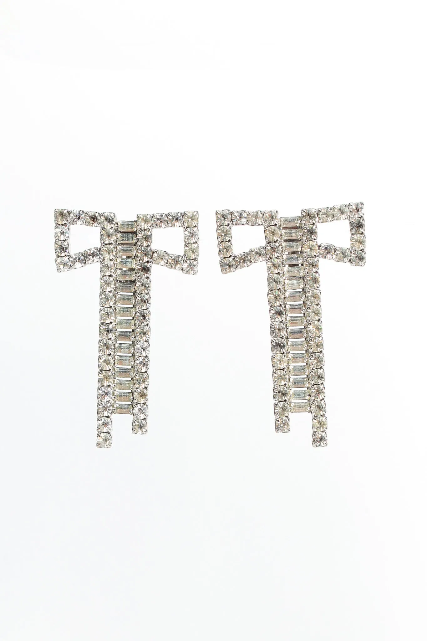Bow Ladder Rhinestone Earrings