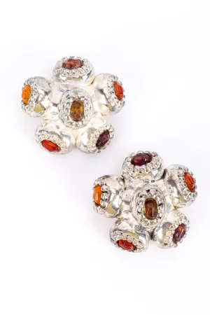 Cabochon Cluster Flower Earrings