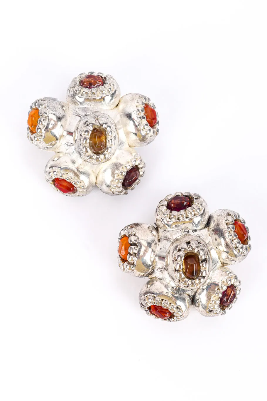 Cabochon Cluster Flower Earrings