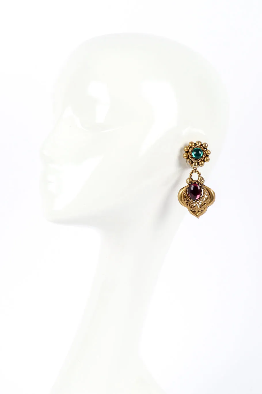 Cabochon Filigree Drop Earrings