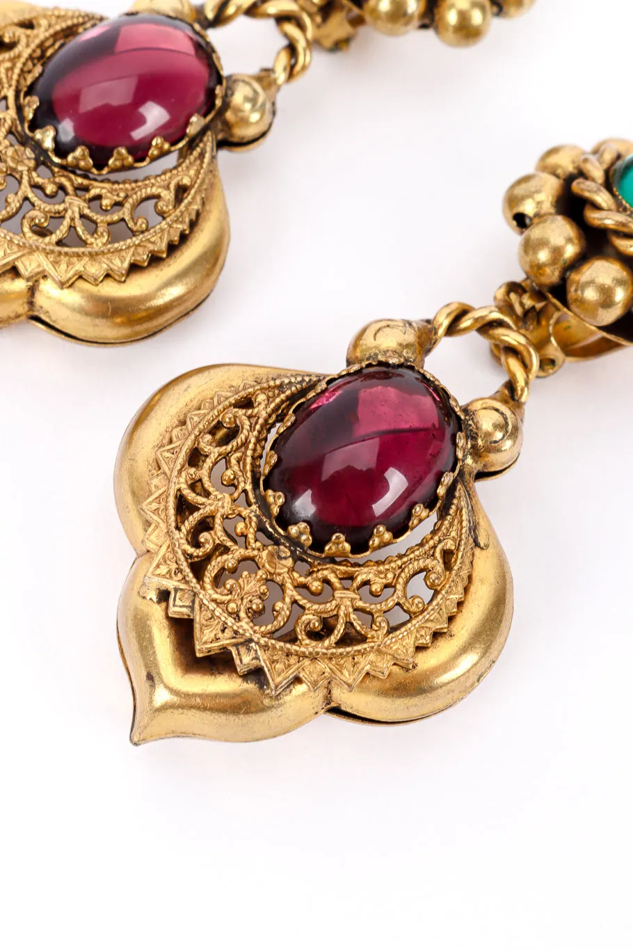 Cabochon Filigree Drop Earrings