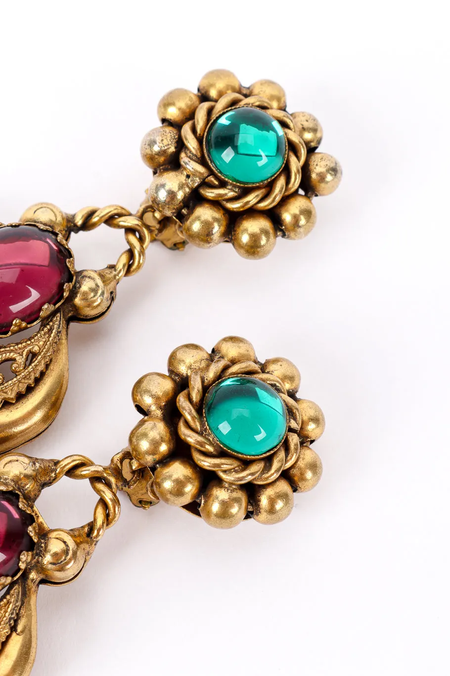 Cabochon Filigree Drop Earrings