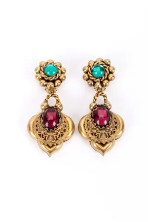 Cabochon Filigree Drop Earrings