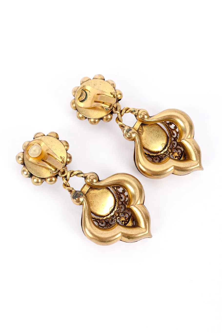 Cabochon Filigree Drop Earrings