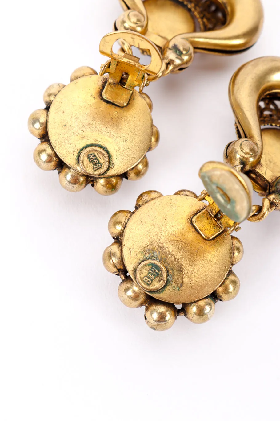 Cabochon Filigree Drop Earrings