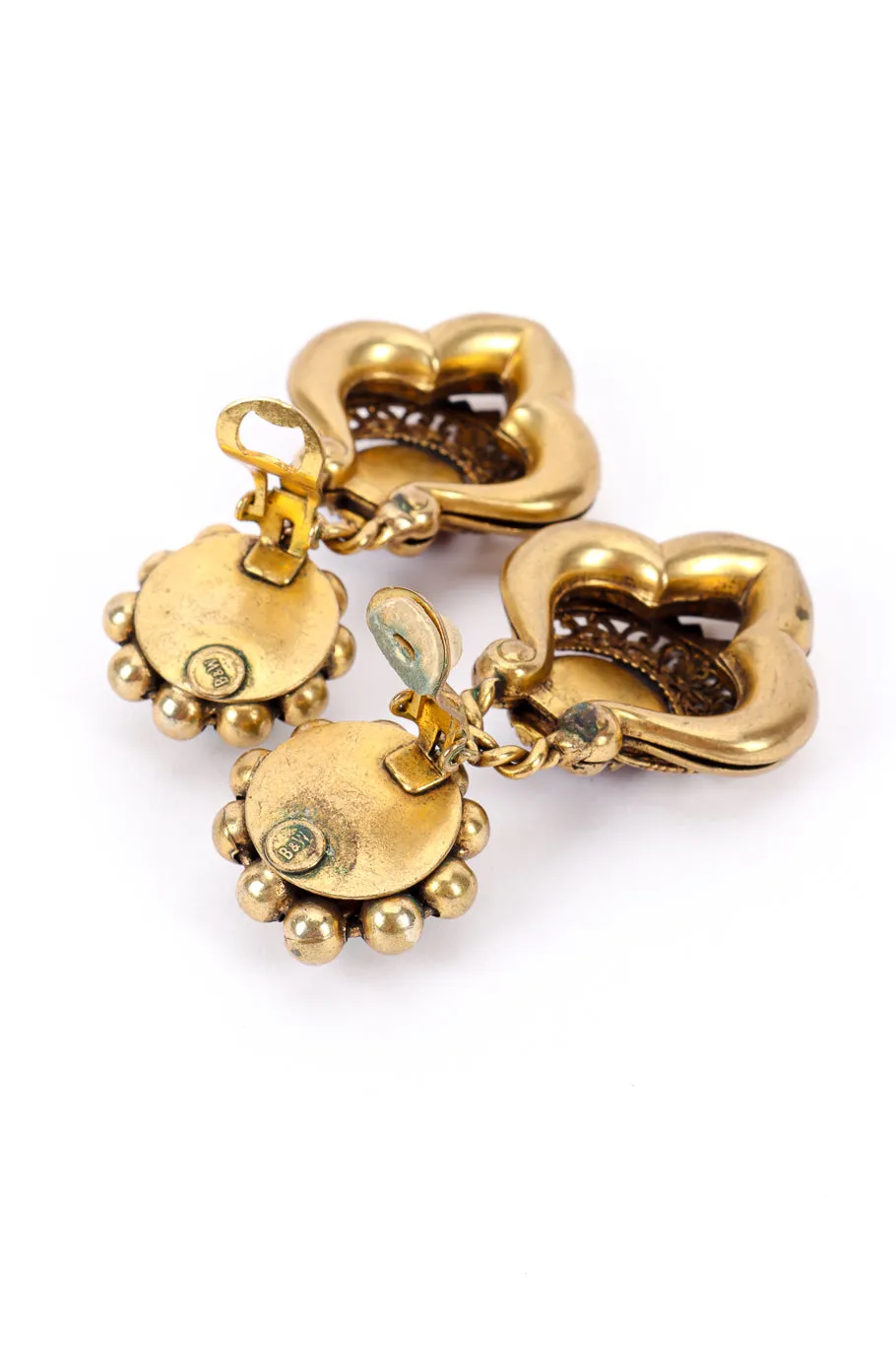 Cabochon Filigree Drop Earrings