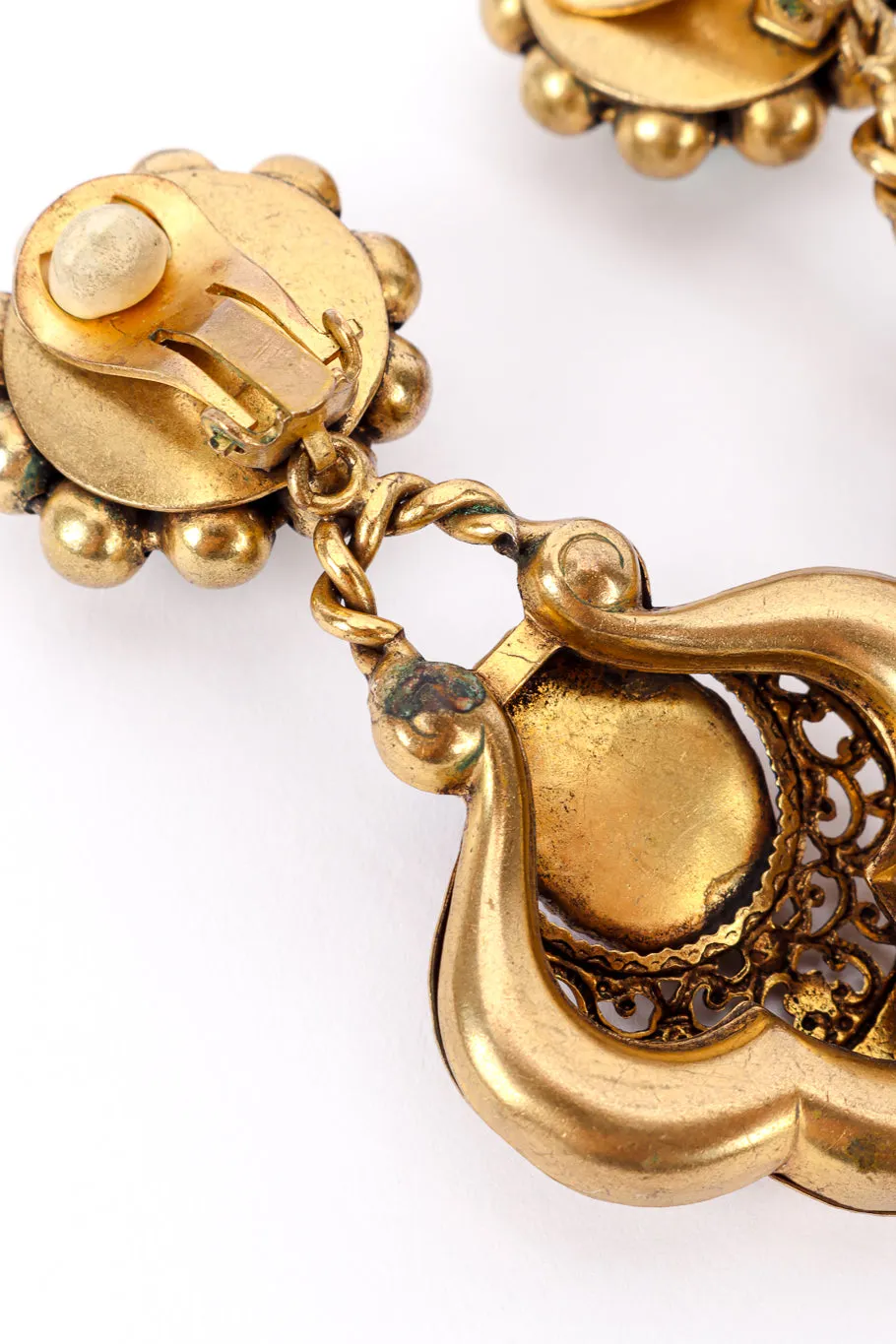 Cabochon Filigree Drop Earrings