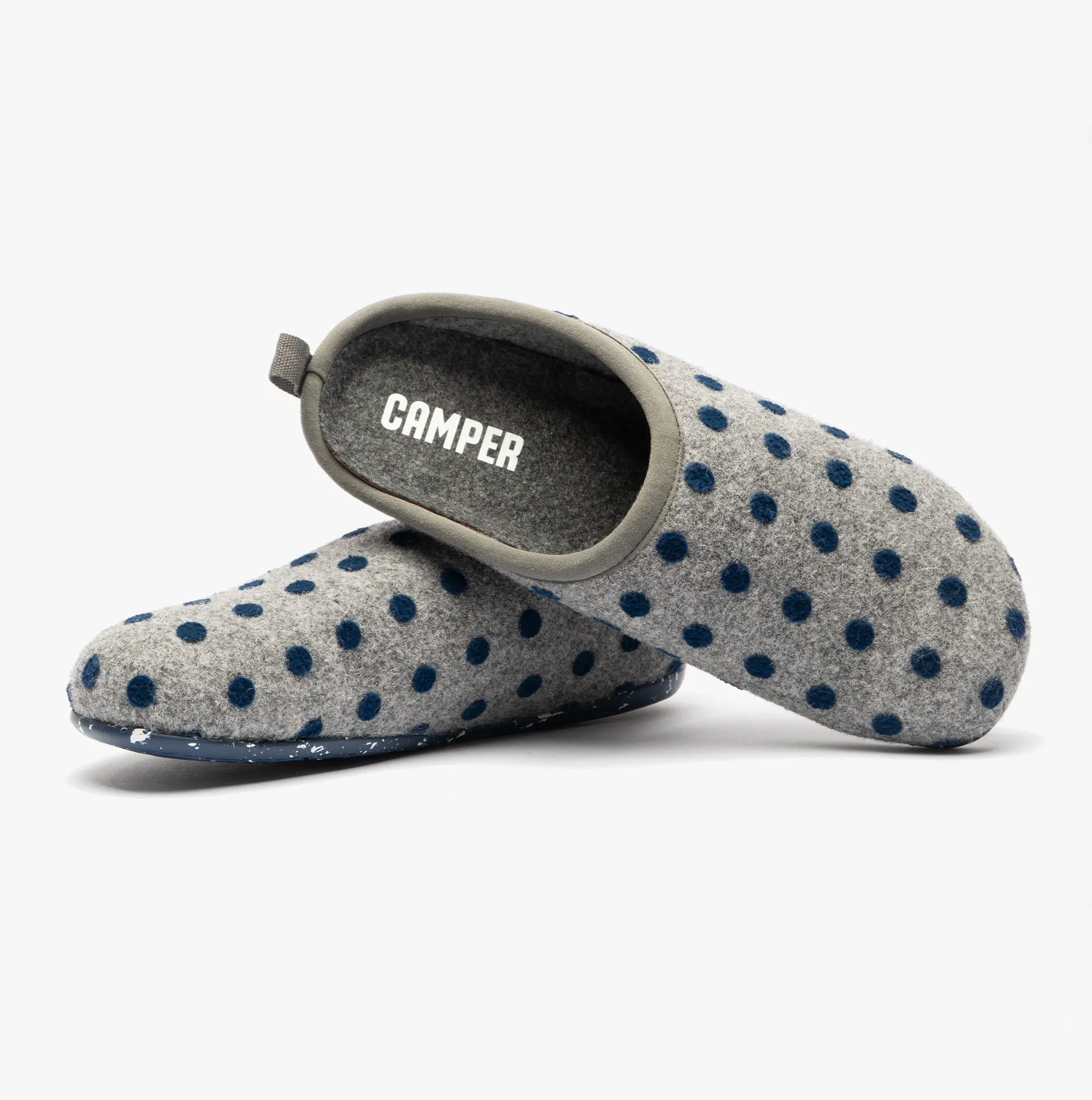 Camper WABI Mens Mule Slippers Grey/Blue