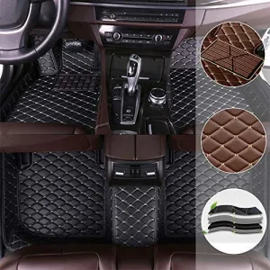Car Floor Mat For Mercedes Benz GLS 320 350 400 450 500 4Matic 2016-2019 All Full Coverage Liner All Weather Waterpoof Non-Slip Leather Heavy Duty Custom Front Rear Mat Left Drive Black and Beige