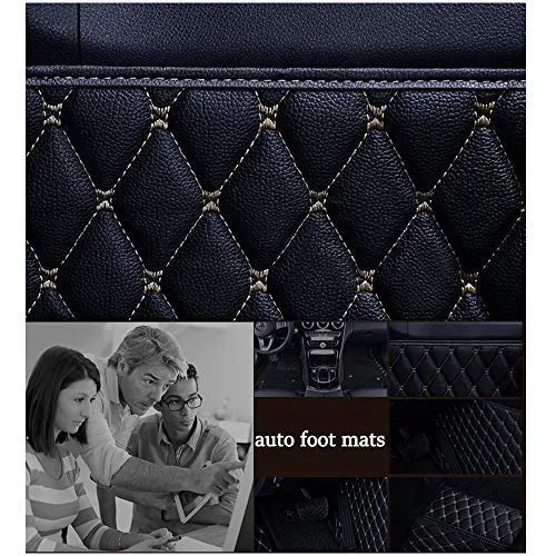 Car Floor Mat For Mercedes Benz GLS 320 350 400 450 500 4Matic 2016-2019 All Full Coverage Liner All Weather Waterpoof Non-Slip Leather Heavy Duty Custom Front Rear Mat Left Drive Black and Beige