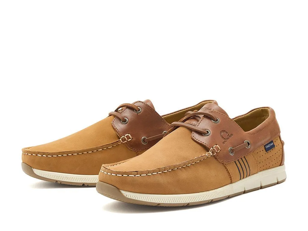 Chatham Nubuck & Leather Boat Shoes For Men - Brixham in Tan, 6-15