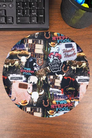 Cowboy Collage Round Mousepad