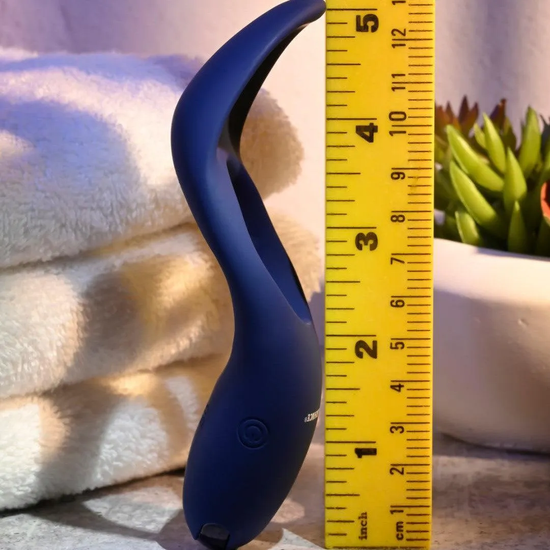 Cup Em Vibrating Cock Ring with Ball Cup - Blue