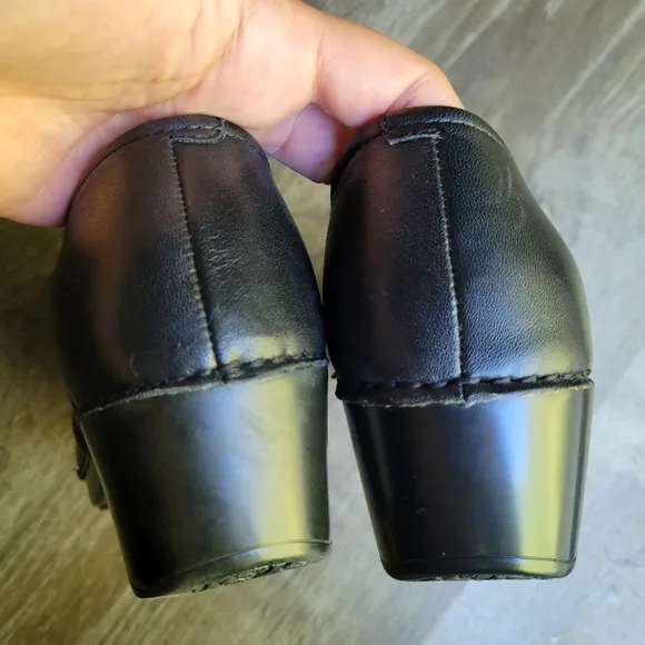 Dansko Tenley Leather Round Toe Heeled Clog Nappa Stripe