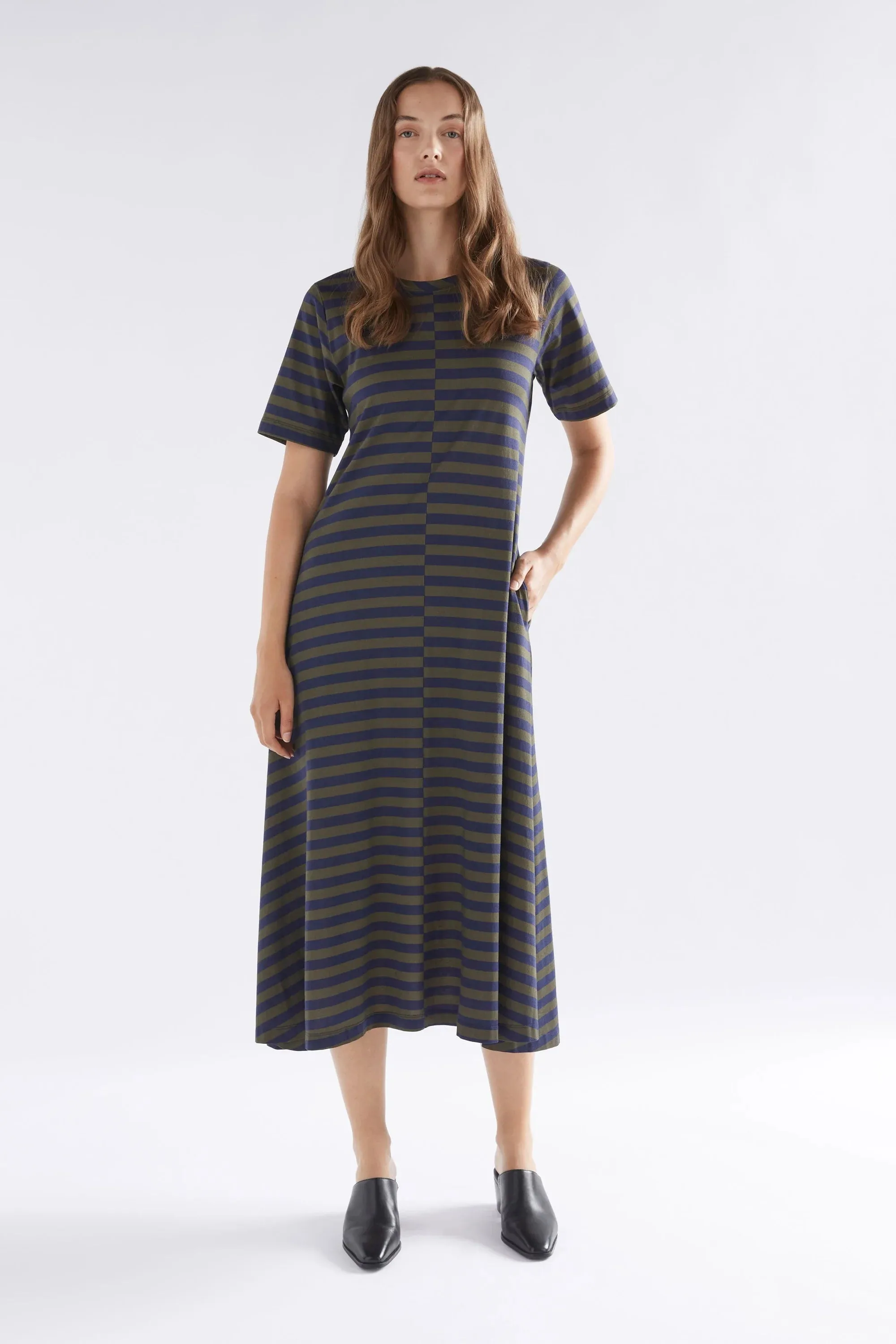 Dega Stripe Jersey Dress - Navy/Olive