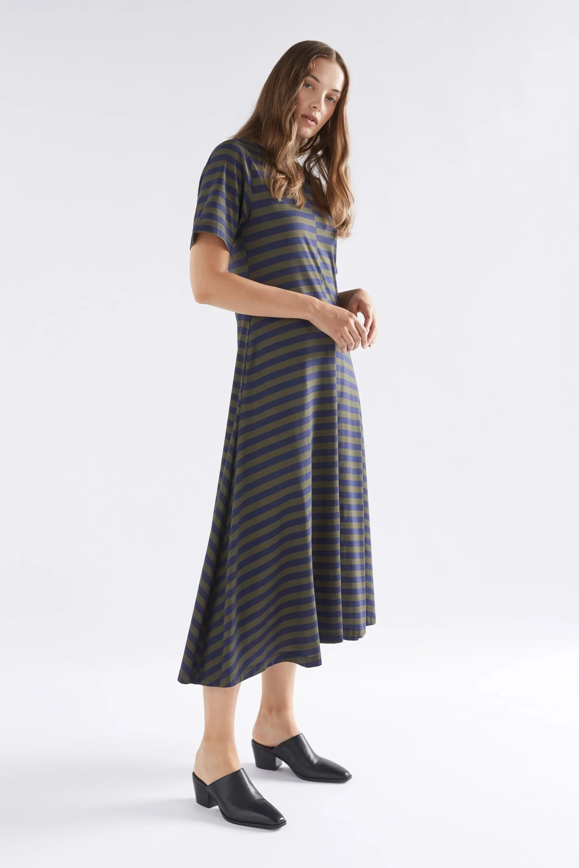 Dega Stripe Jersey Dress - Navy/Olive