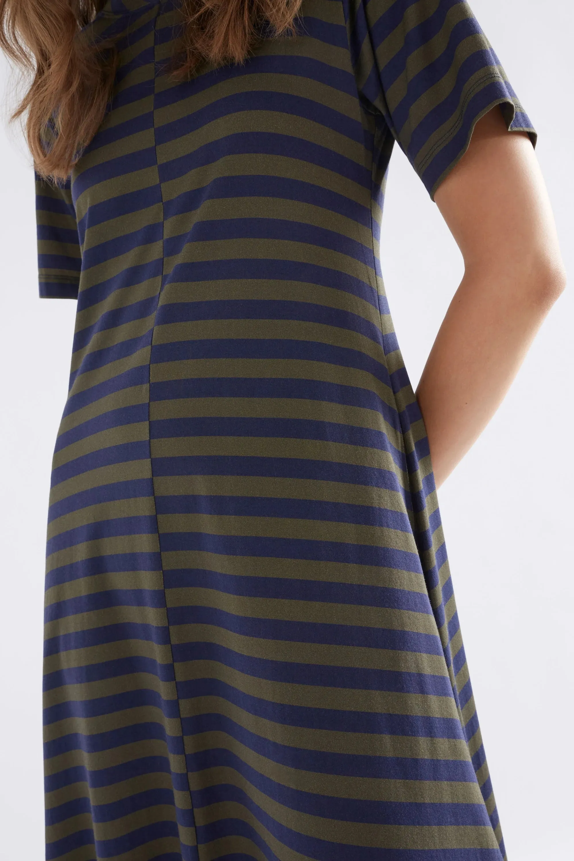 Dega Stripe Jersey Dress - Navy/Olive