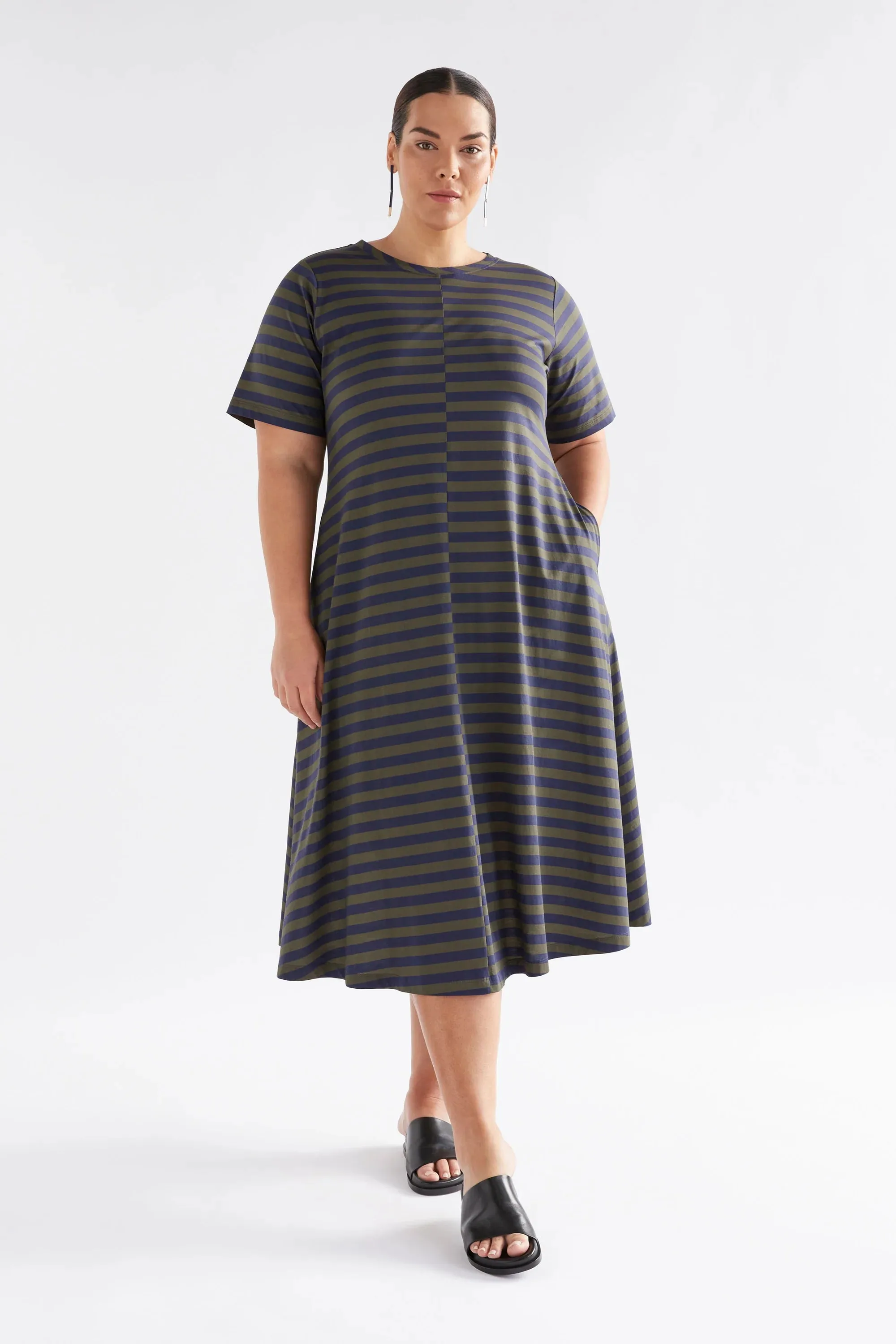 Dega Stripe Jersey Dress - Navy/Olive