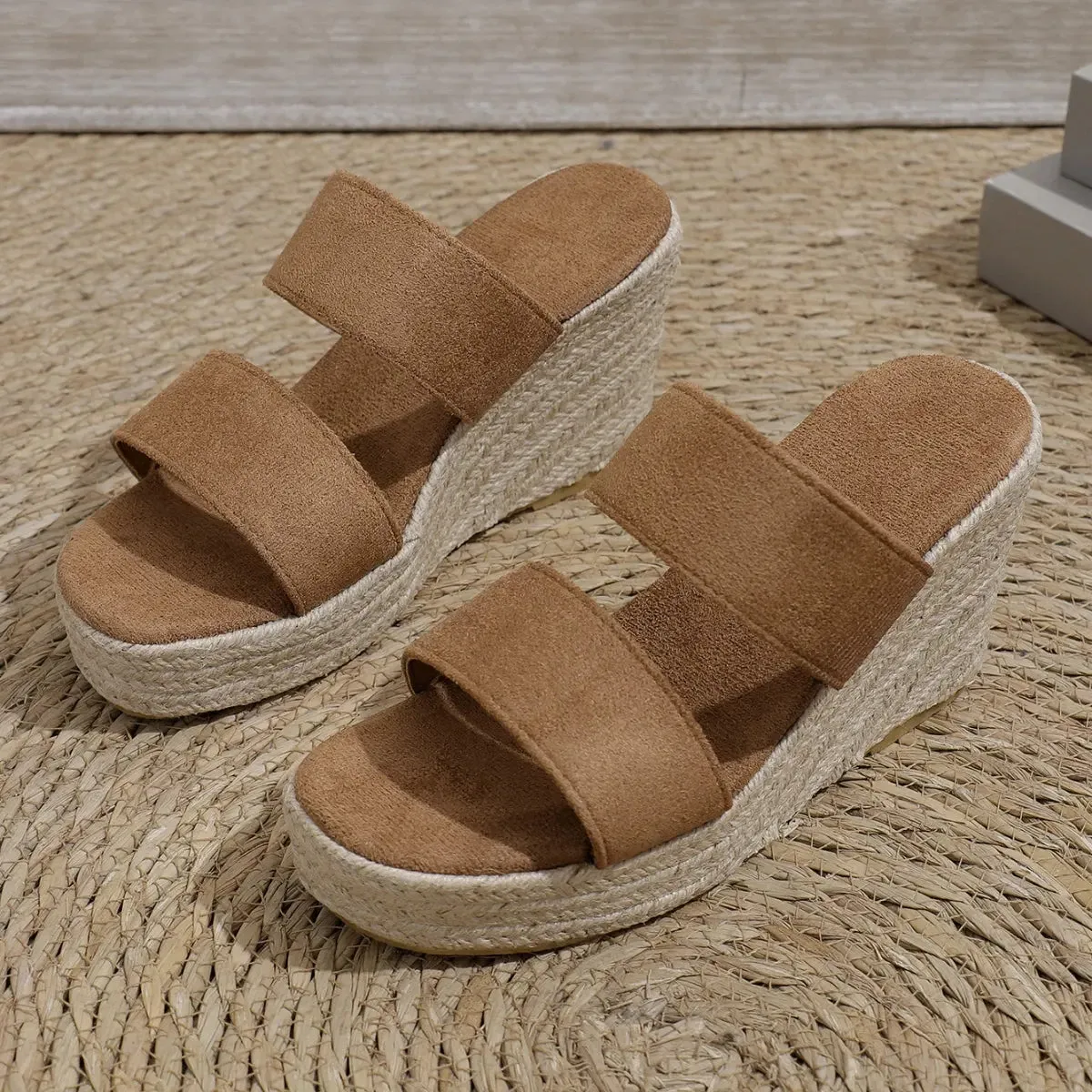 'Elara' Open Toe Platform Wedges