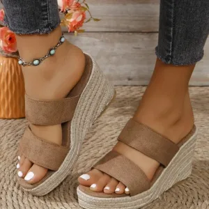 'Elara' Open Toe Platform Wedges