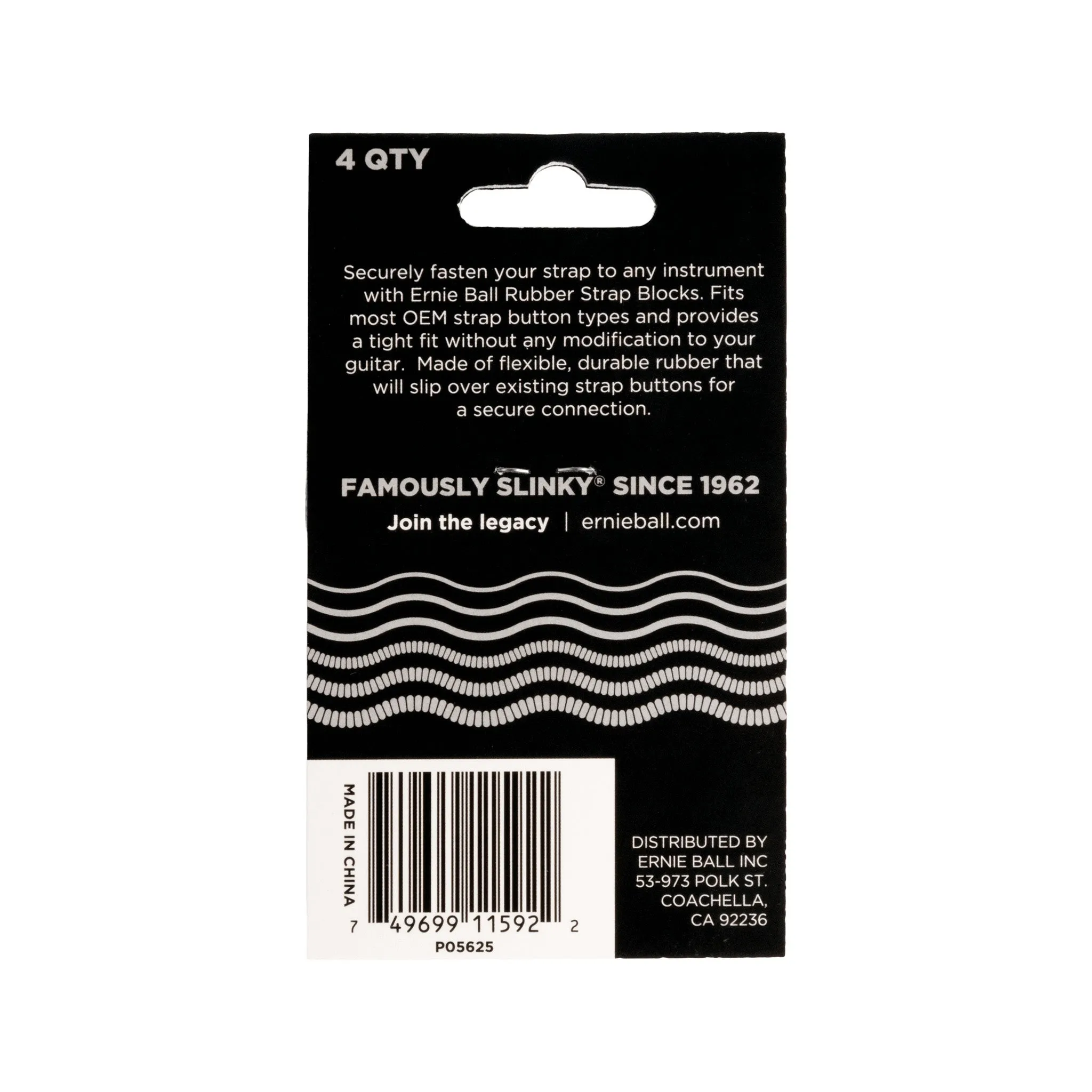 Ernie Ball Rubber Strap Blocks, 4-Pack, Gray
