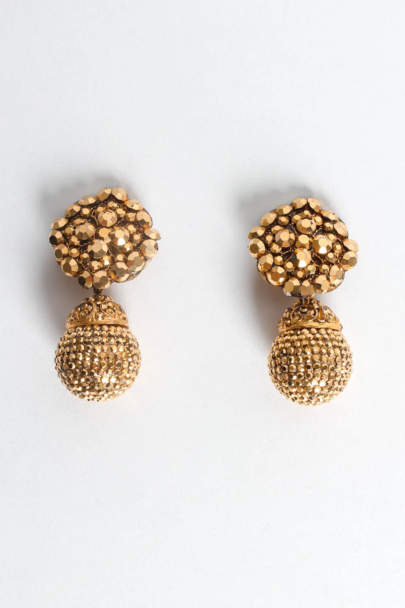 Filigree Golden Globe Rhinestone Earrings