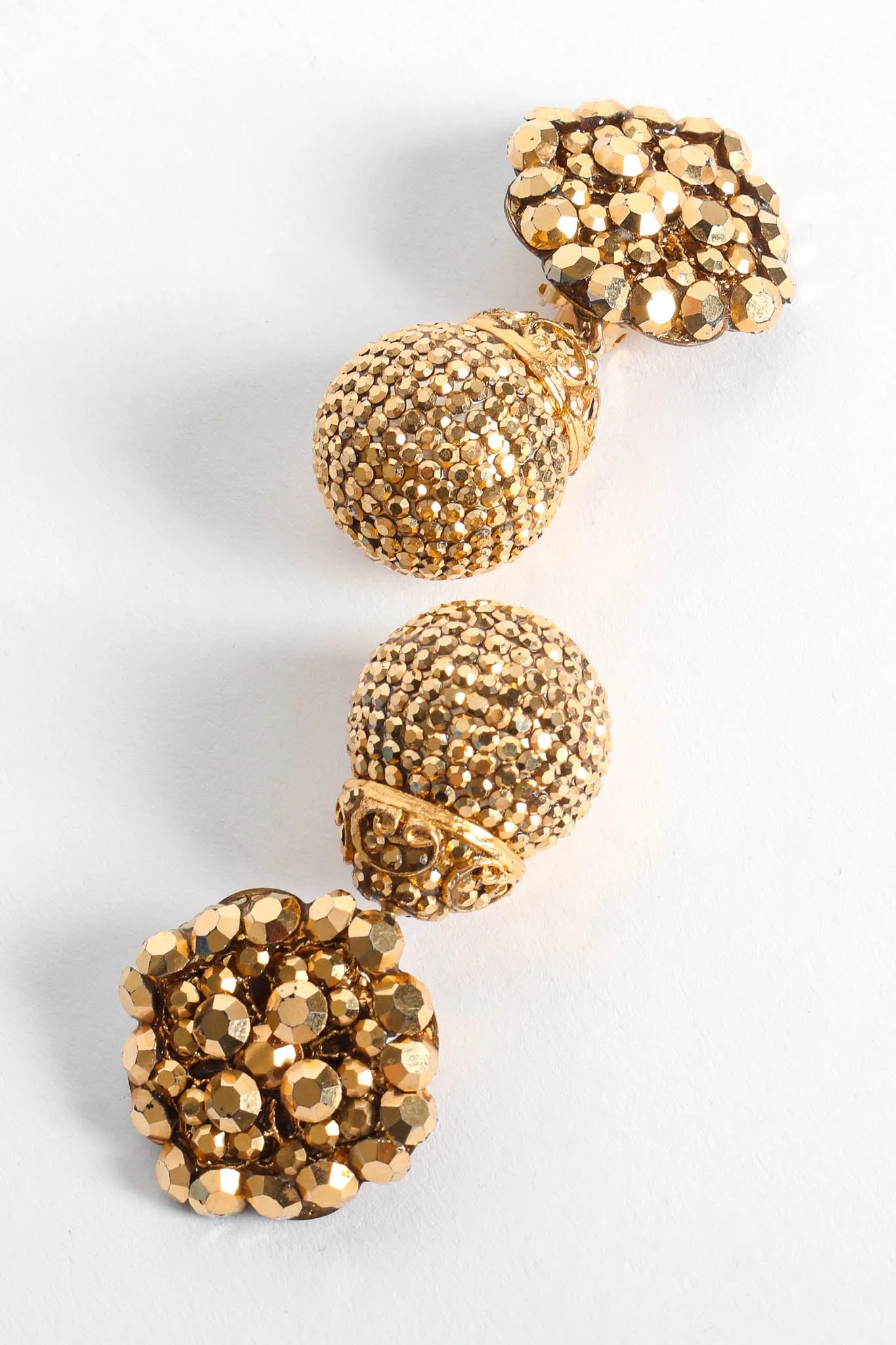 Filigree Golden Globe Rhinestone Earrings