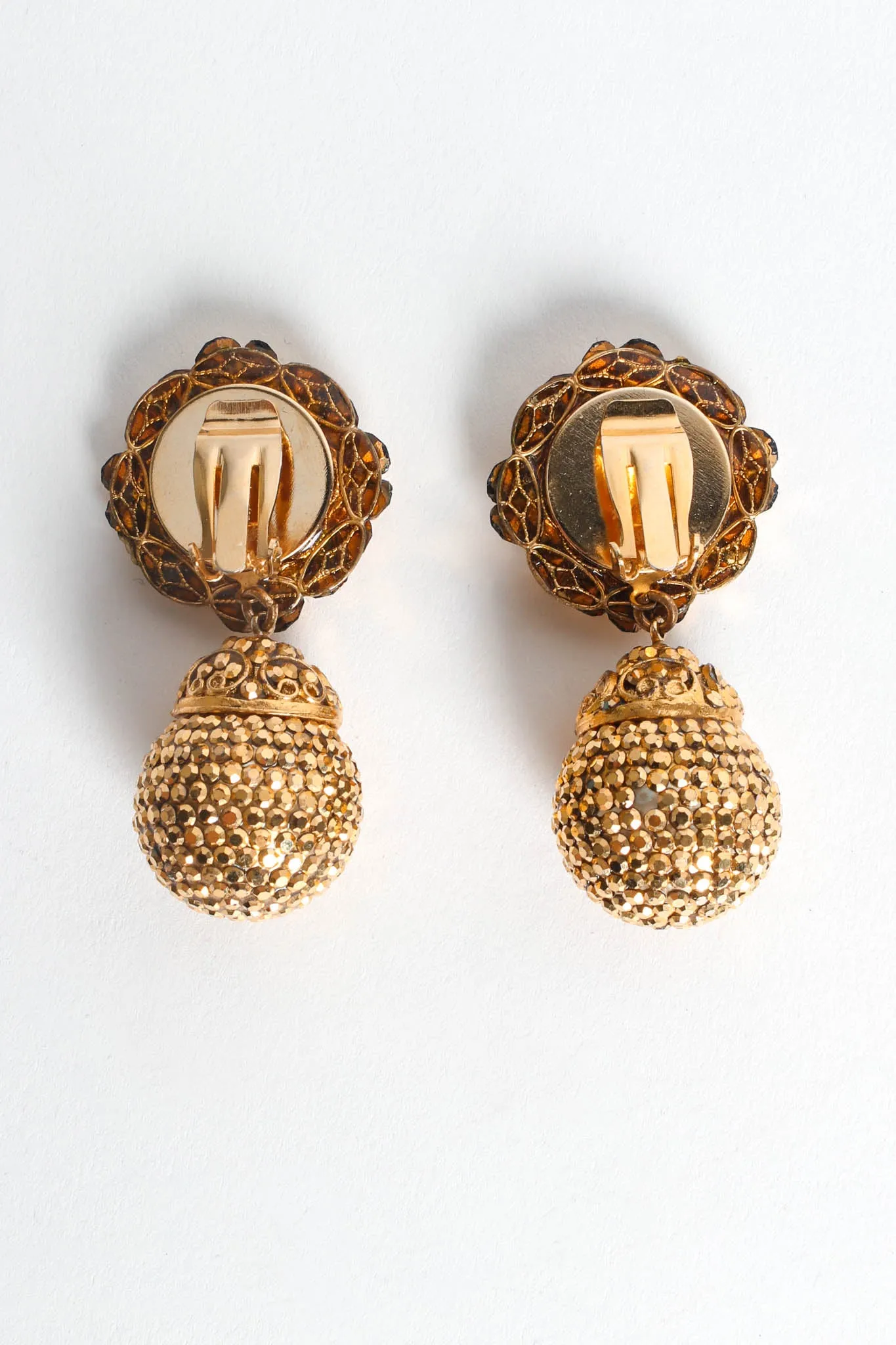 Filigree Golden Globe Rhinestone Earrings