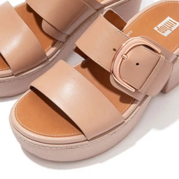 FitFlop PILAR Womens Platform Mule Sandals Beige