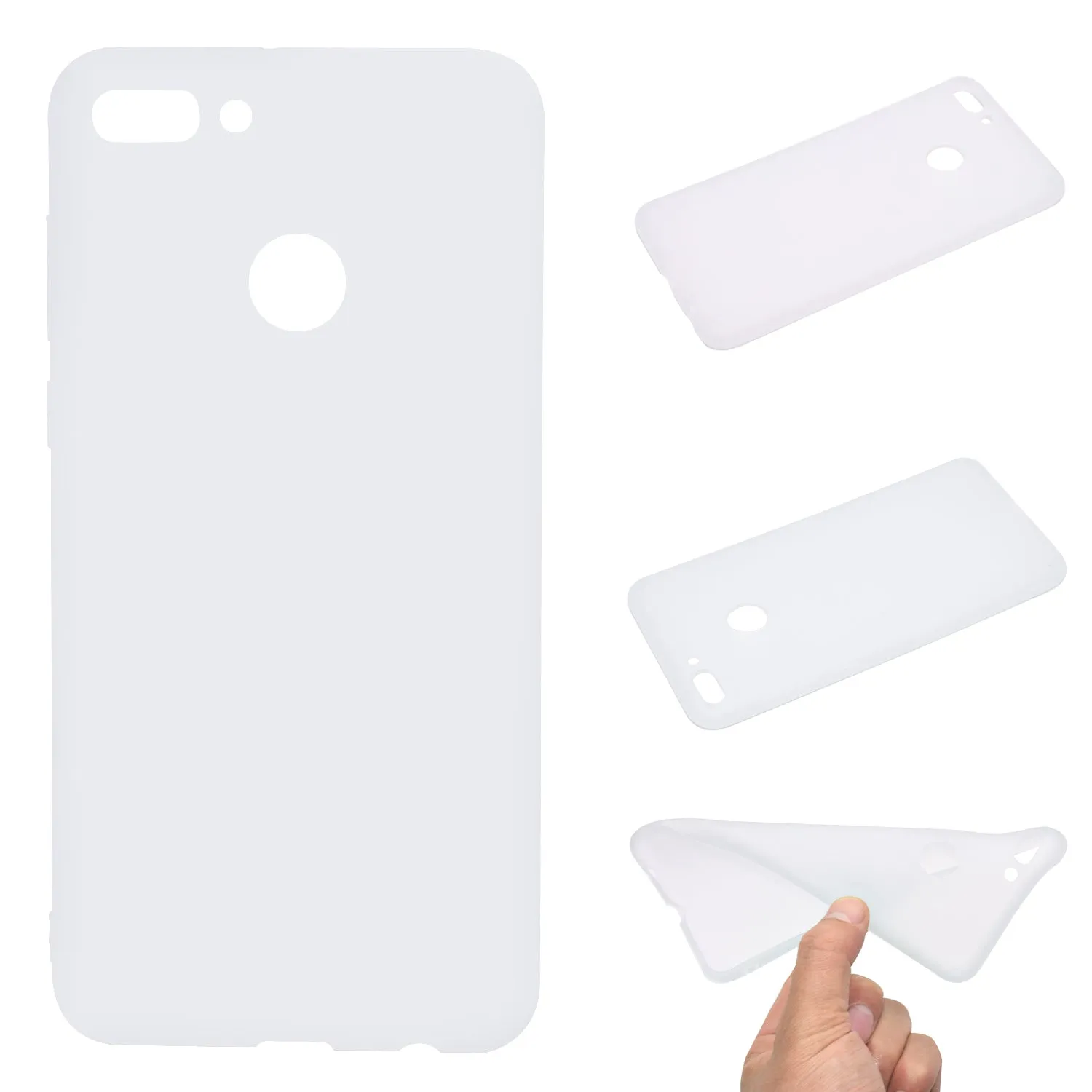 for HUAWEI Y9 2018 Lovely Candy Color Matte TPU Anti-scratch Non-slip Protective Cover Back Case white