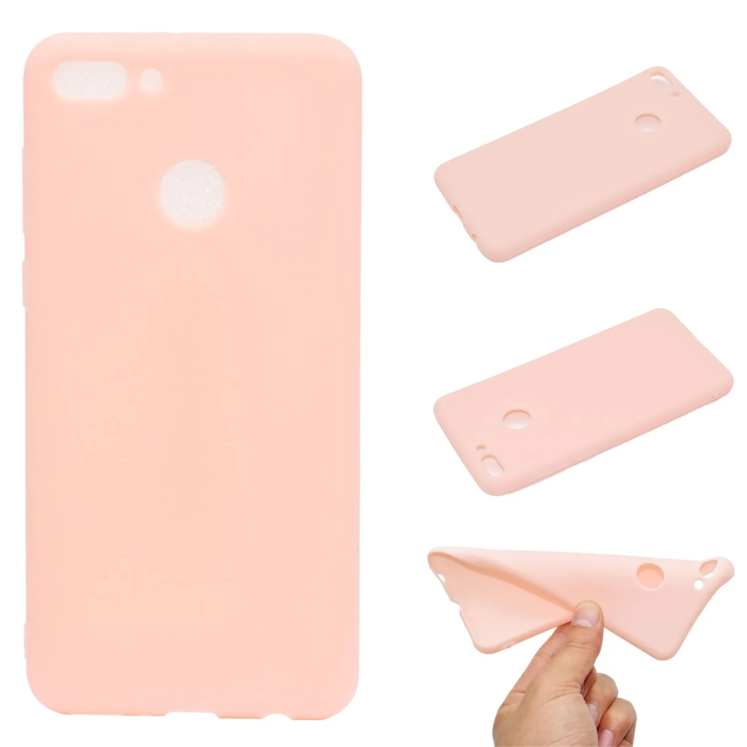 for HUAWEI Y9 2018 Lovely Candy Color Matte TPU Anti-scratch Non-slip Protective Cover Back Case white